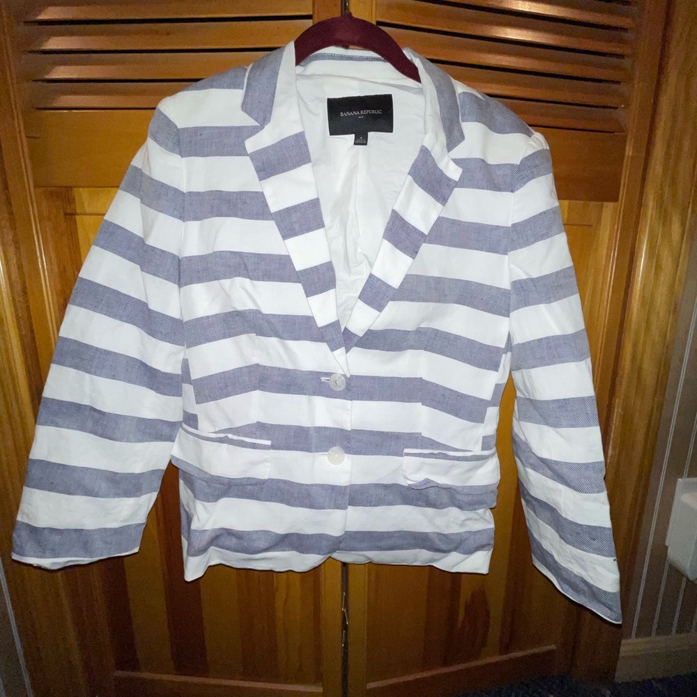 White and Navy Nautical Blazer